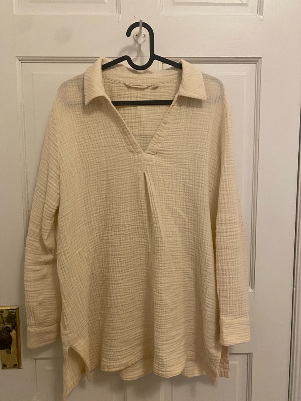 Soft Surroundings 100% Cotton Cream Women’s Gauzy Tunic Blouse Top Size M